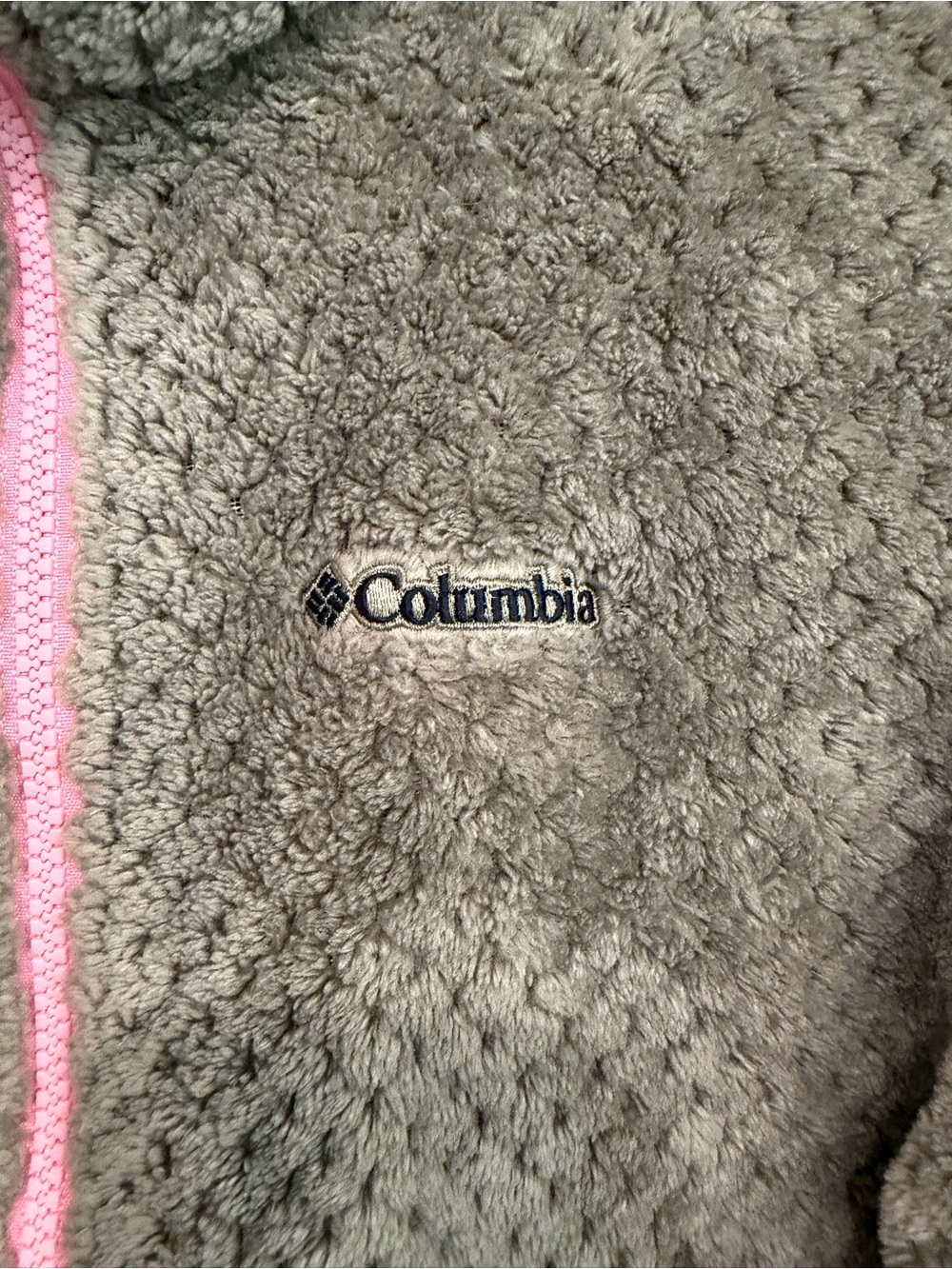 Girls Columbia Olive Green Sherpa Fleece Full Zip Jacket Size L 14/16 - Picture 2 of 8